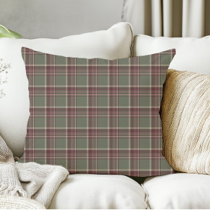 Sage Green en Paarse Dark Berry Christmas Plaid Kussen