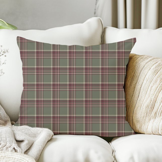 Sage Green en Paarse Dark Berry Christmas Plaid Kussen (Creator heeft geüpload)