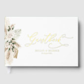 Sage Green en Pampas gras bloemenbruiloft Gastenboek (Voorkant)