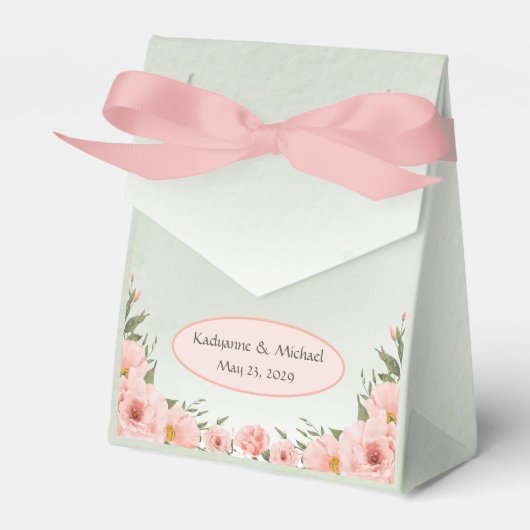 Sage Green en Peach Bedankdoosjes (Voorkant Zijde)