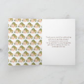 Sage Green en Peach Bloemenpompoenen Baby shower Bedankkaart (Binnen)