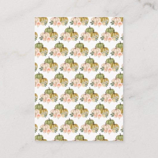 Sage Green en Peach Bloemenpompoenen Baby shower Informatiekaartje (Achterkant)
