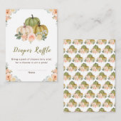 Sage Green en Peach Bloemenpompoenen Baby shower Informatiekaartje (Voorkant / Achterkant)