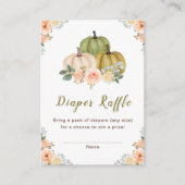 Sage Green en Peach Bloemenpompoenen Baby shower Informatiekaartje (Voorkant)