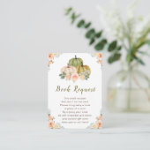 Sage Green en Peach Bloemenpompoenen Baby shower Informatiekaartje (Staand voorkant)