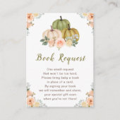Sage Green en Peach Bloemenpompoenen Baby shower Informatiekaartje (Voorkant)