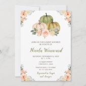 Sage Green en Peach Bloemenpompoenen Baby shower Kaart (Voorkant)