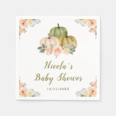 Sage Green en Peach Bloemenpompoenen Baby shower Servet (Voorkant)