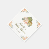 Sage Green en Peach Bloemenpompoenen Baby shower Servet (Hoek)
