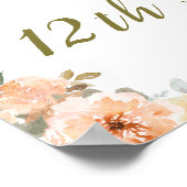 Sage Green en Peach Bloemenpompoenen Verjaardag Poster (Hoek)