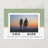 Sage green en peach bruiloft Sparen de foto van de Briefkaart (Voorkant)