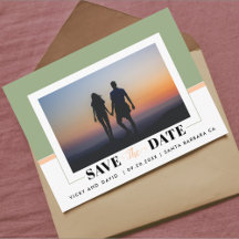 Sage green en peach bruiloft Sparen de foto van de