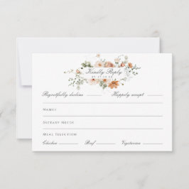 Sage Green en Peach Garden Wedding Maaltijdkeuze RSVP Kaartje