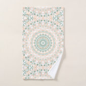 Sage Green en Peach Mandala Patroon Bad Handdoek (Handdoek)