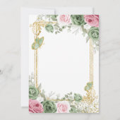Sage Green en Pink Floral Butterfly 80ste verjaard Kaart (Achterkant)