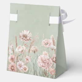 Sage Green en Pink Wildflowers Wedding Bedankdoosjes