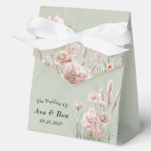 Sage Green en Pink Wildflowers Wedding Bedankdoosjes (Voorkant)