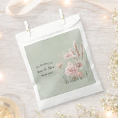 Sage Green en Pink Wildflowers Wedding Bedankzakje (Geknipt)