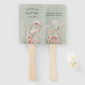 Sage Green en Pink Wildflowers Wedding Handwaaier (Voorkant en achterkant)