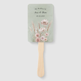 Sage Green en Pink Wildflowers Wedding Handwaaier