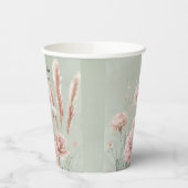 Sage Green en Pink Wildflowers Wedding Papieren Bekers (Links)