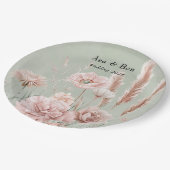 Sage Green en Pink Wildflowers Wedding Papieren Bordje (Gekanteld)