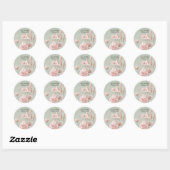 Sage Green en Pink Wildflowers Wedding Ronde Sticker (Vel)