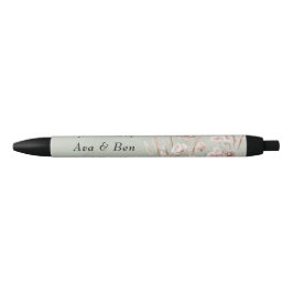Sage Green en Pink Wildflowers Wedding Zwarte Inkt Pen