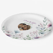 Sage Green en Plum Paarse botanische bruiloft Papieren Bordje (Gekanteld)