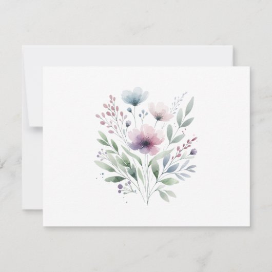 Sage Green en Plum Paarse botanische bruiloft RSVP Kaartje (Achterkant)