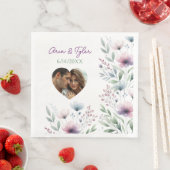 Sage Green en Plum Paarse botanische bruiloft Servet (Insitu)