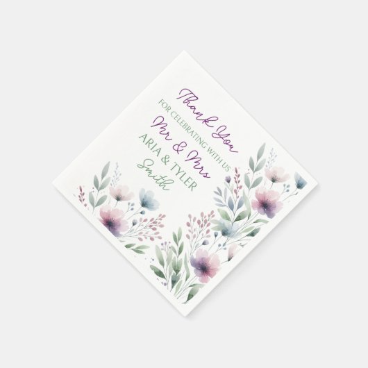 Sage Green en Plum Paarse botanische bruiloft Servet (Hoek)