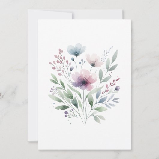 Sage Green en Plum Paarse Botanische Vrijgezellenf Kaart (Achterkant)