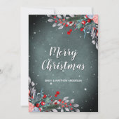 Sage Green en Red Winter Foliage Holiday Greeting Feestdagenkaart (Voorkant)