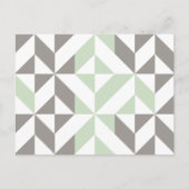 Sage Green en Silver Geometric Deco Cube Pattern Briefkaart (Voorkant)
