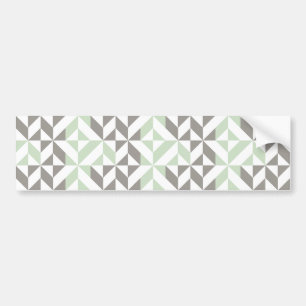 Sage Green en Silver Geometric Deco Cube Pattern Bumpersticker