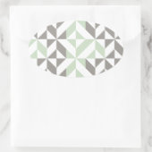 Sage Green en Silver Geometric Deco Cube Pattern Ovale Sticker (Tas)