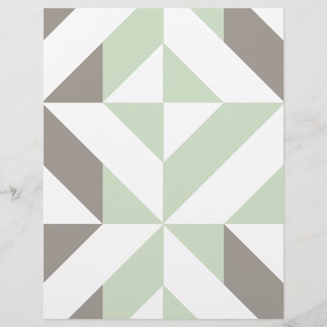 Sage Green en Silver Geometric Scrapbook Paper (Voorkant)