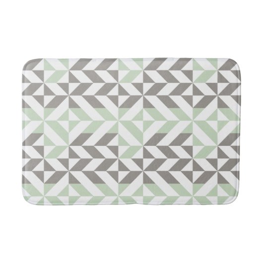 Sage Green en Silver Geometric ZigZag Badmat (Voorkant)
