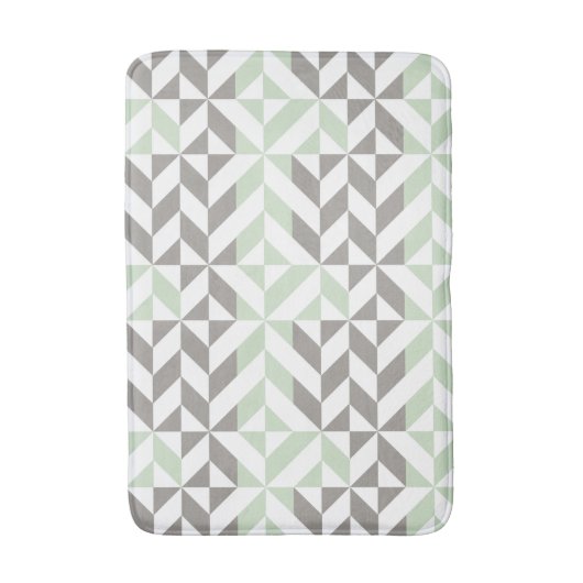 Sage Green en Silver Geometric ZigZag Badmat (Voorkant Verticaal)