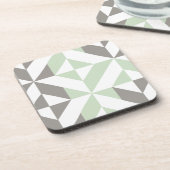 Sage Green en Silver Geometric ZigZag Bier Onderzetter (Linkerzijde)