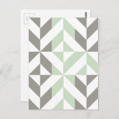 Sage Green en Silver Geometric ZigZag Briefkaart (Voorkant / Achterkant)
