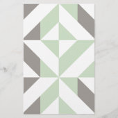 Sage Green en Silver Geometric ZigZag Briefpapier (Voorkant)