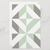 Sage Green en Silver Geometric ZigZag Briefpapier (Voorkant / Achterkant)