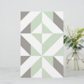 Sage Green en Silver Geometric ZigZag Briefpapier (Staand voorkant)