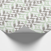 Sage Green en Silver Geometric ZigZag Cadeaupapier (Hoek)