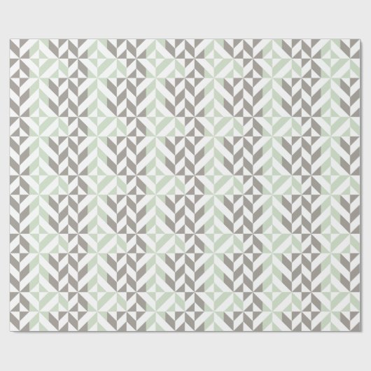 Sage Green en Silver Geometric ZigZag Cadeaupapier (Vlak)