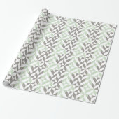 Sage Green en Silver Geometric ZigZag Cadeaupapier (Uitgerold)