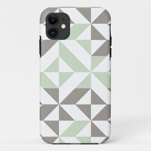 Sage Green en Silver Geometric ZigZag Case-Mate iPhone Case (Achterkant)