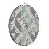 Sage Green en Silver Geometric ZigZag Dartbord (Voorkant Links)